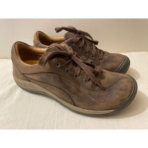 Keen Women's Leather Oxfords Brown Lace Up Comfort Walking Shoes Size US 7.5